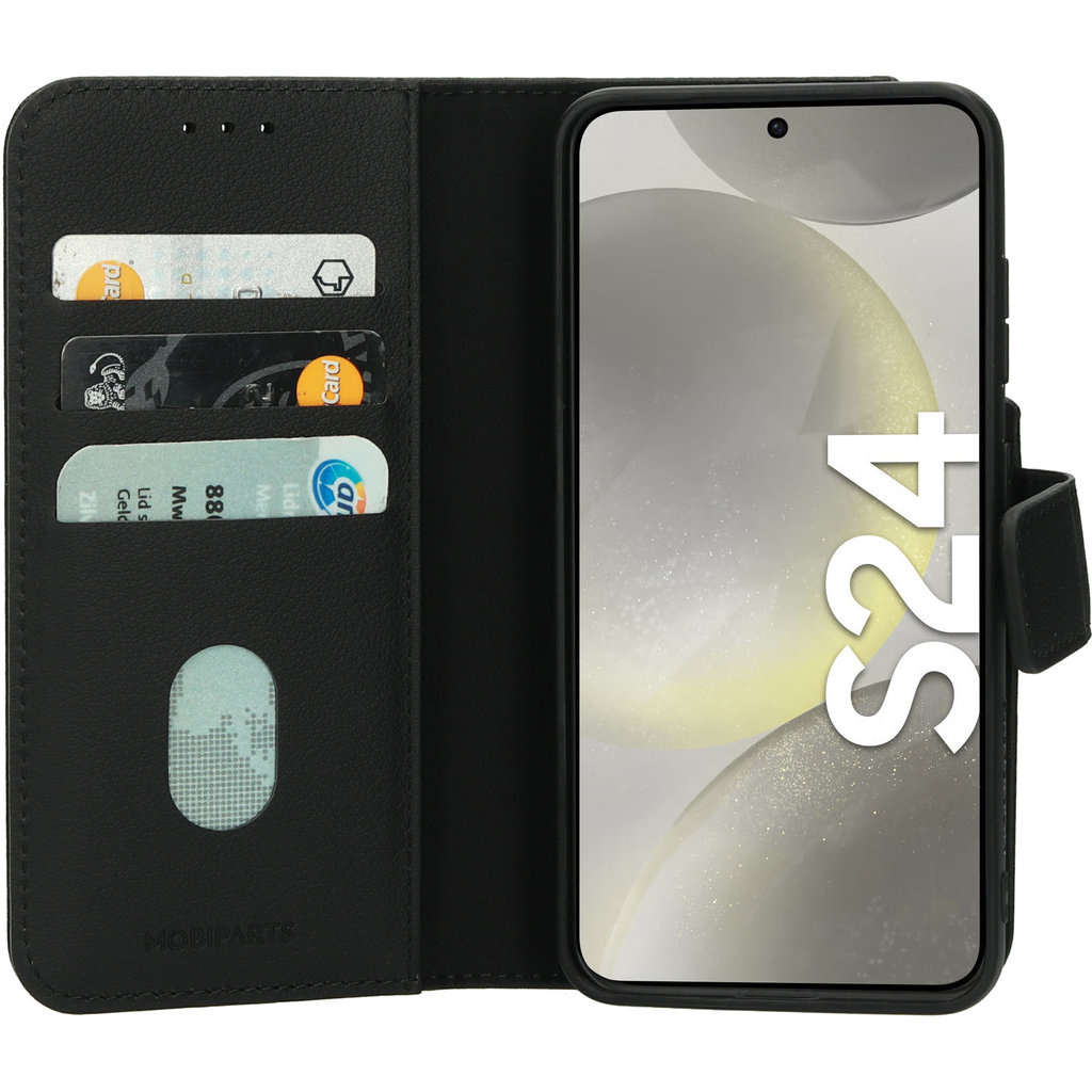 Mobiparts Mobiparts 2-in-1 Lederen Wallet Case voor Samsung Galaxy S24 - Zwart