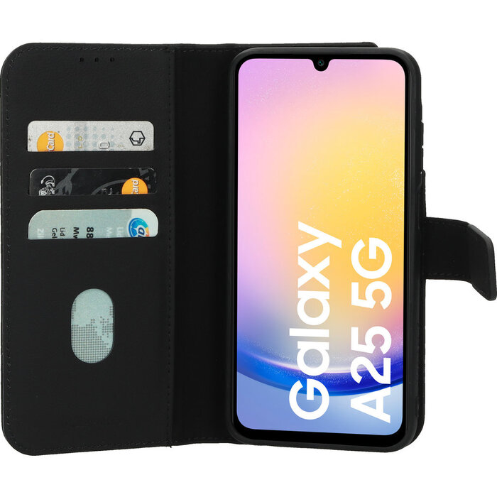 Mobiparts Mobiparts 2-in-1 Lederen Wallet Case Samsung Galaxy A25 - Zwart