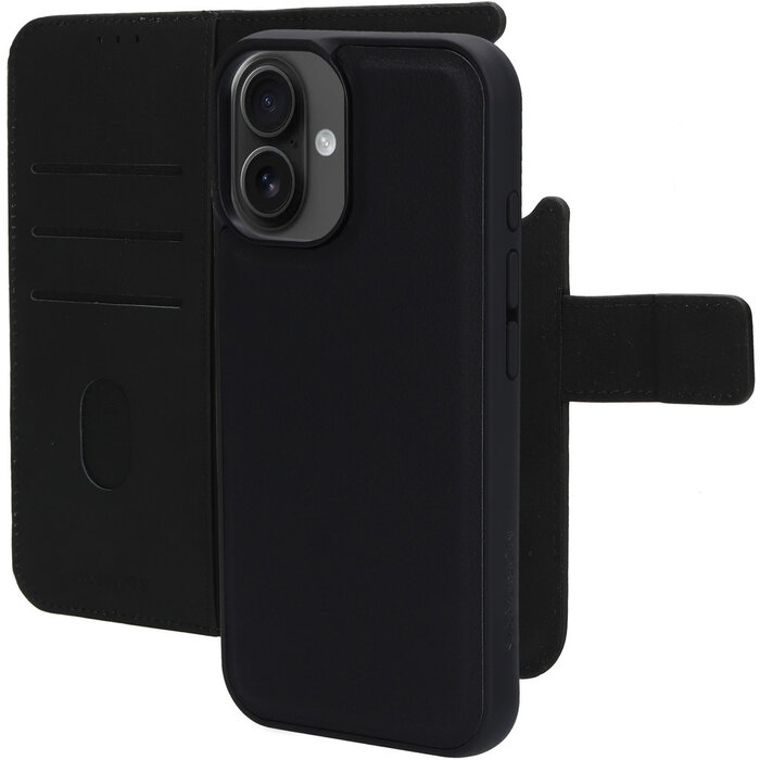 Mobiparts Mobiparts 2-in-1 Lederen Wallet Case voor Apple iPhone 16 - Zwart
