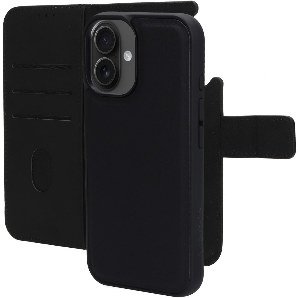 Mobiparts Mobiparts 2-in-1 Lederen Wallet Case voor Apple iPhone 16 - Zwart