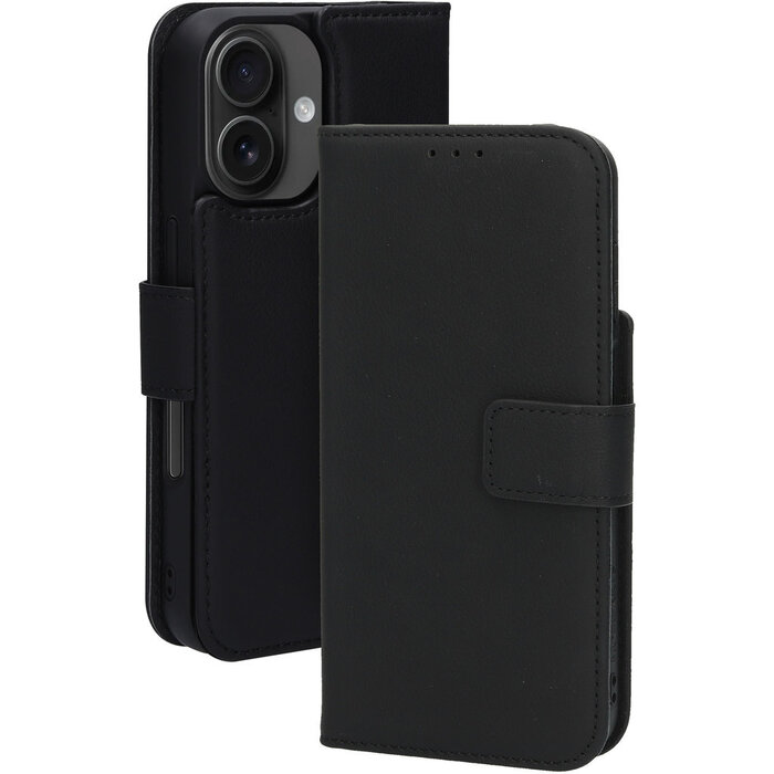 Mobiparts Mobiparts 2-in-1 Lederen Wallet Case voor Apple iPhone 16 - Zwart