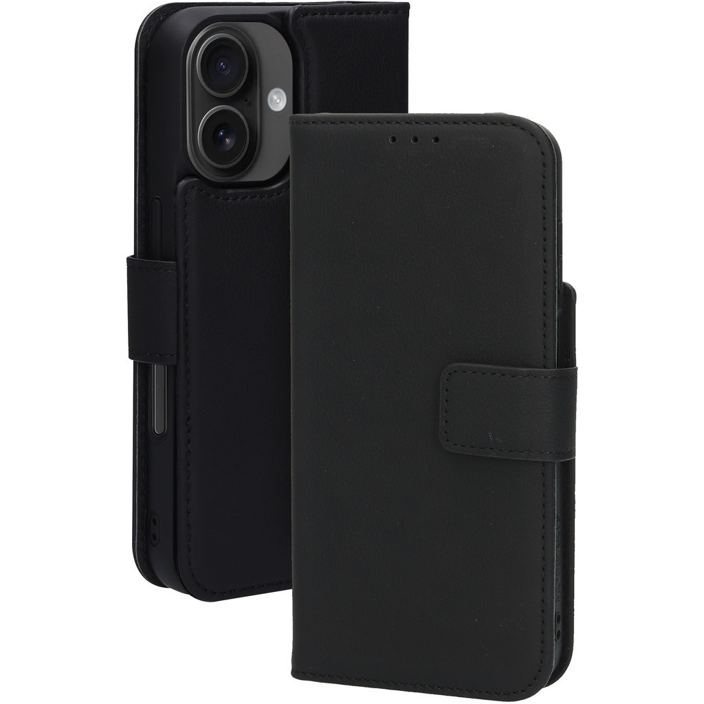 Mobiparts Mobiparts 2-in-1 Lederen Wallet Case voor Apple iPhone 16 - Zwart