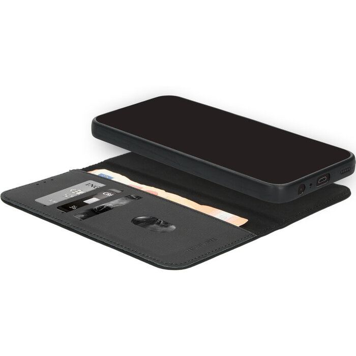 Mobiparts Mobiparts 2-in-1 Lederen Wallet Case voor Apple iPhone 16 - Zwart