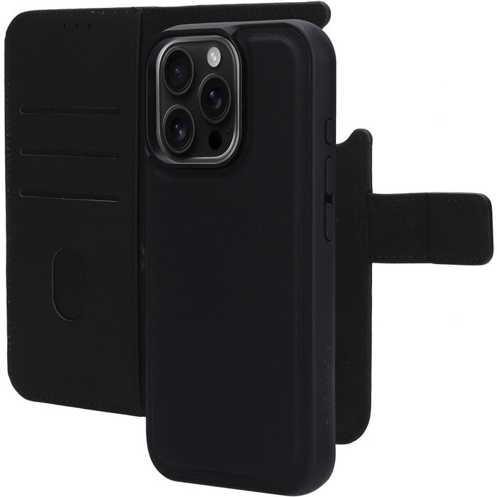 Mobiparts Mobiparts 2-in-1 Leren Wallet Case voor iPhone 16 Pro - Zwart