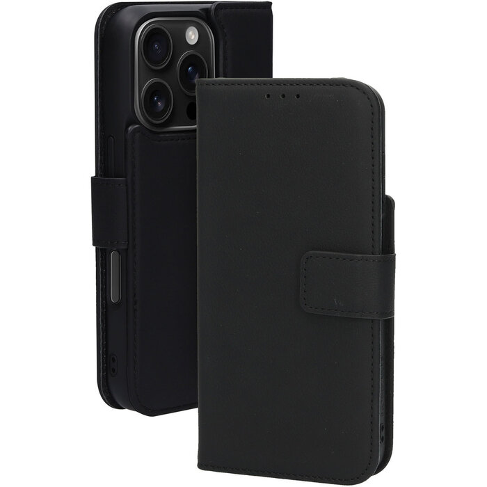 Mobiparts Mobiparts 2-in-1 Leren Wallet Case voor iPhone 16 Pro - Zwart