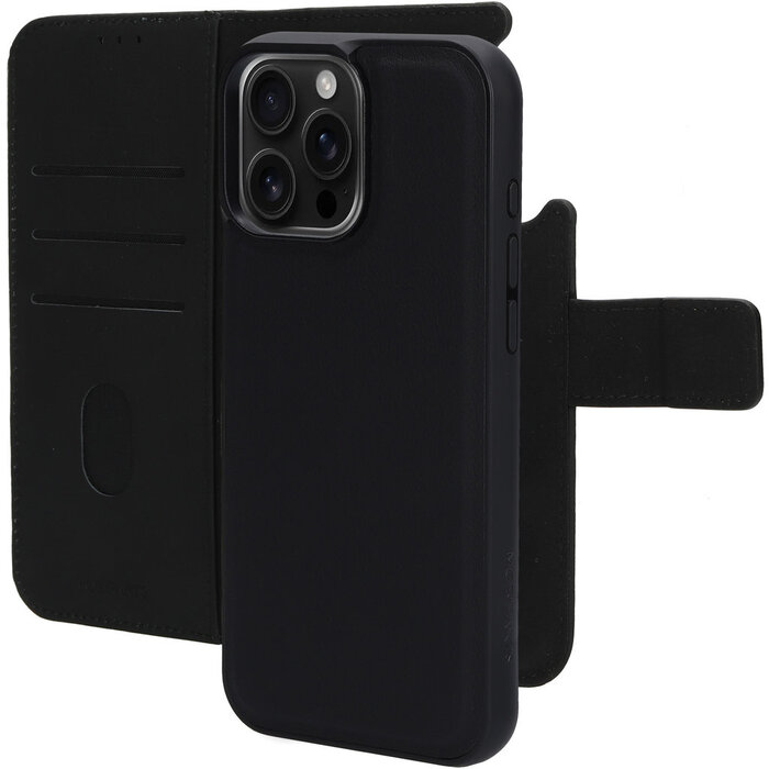 Mobiparts Mobiparts 2-in-1 Lederen Wallet Case voor iPhone 16 Pro Max - Zwart