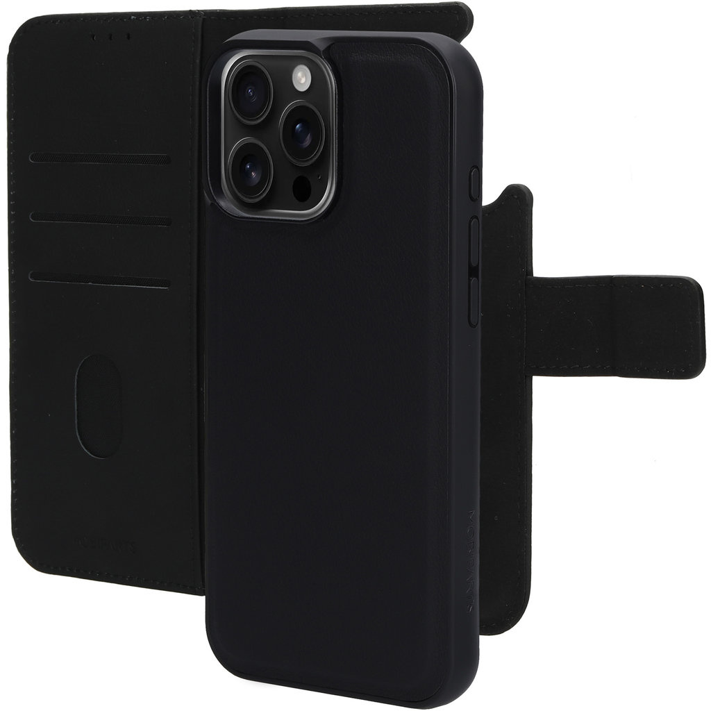 Mobiparts Mobiparts 2-in-1 Lederen Wallet Case voor iPhone 16 Pro Max - Zwart