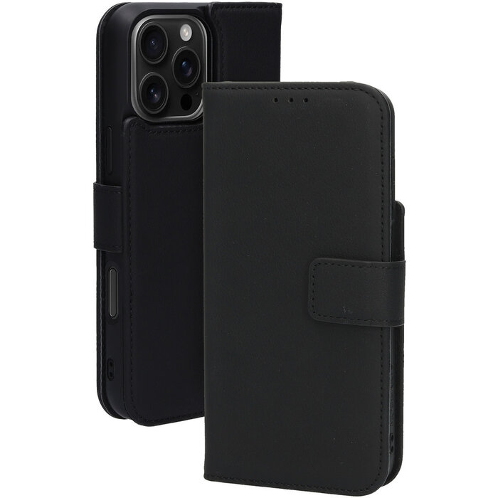 Mobiparts Mobiparts 2-in-1 Lederen Wallet Case voor iPhone 16 Pro Max - Zwart
