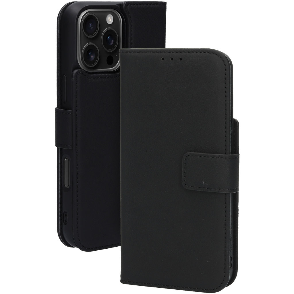 Mobiparts Mobiparts 2-in-1 Lederen Wallet Case voor iPhone 16 Pro Max - Zwart