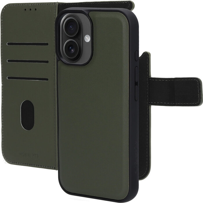 Mobiparts Mobiparts 2-in-1 Leren Wallet Case voor iPhone 16 - Groen