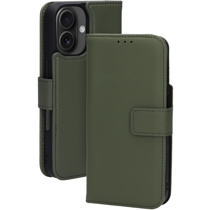 Mobiparts Mobiparts 2-in-1 Leren Wallet Case voor iPhone 16 - Groen