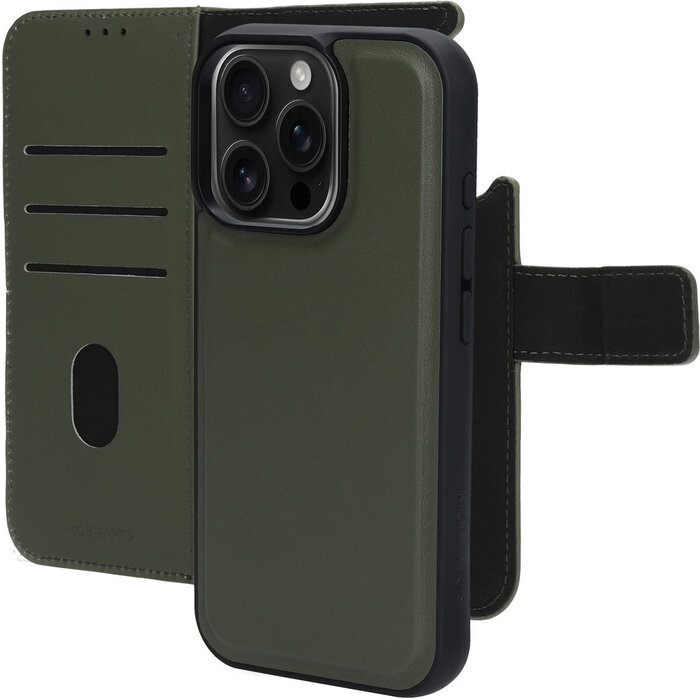 Mobiparts Mobiparts 2-in-1 Lederen Wallet Case voor iPhone 16 Pro - Groen