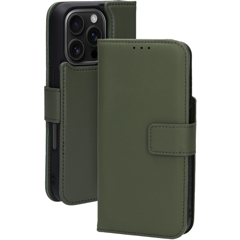 Mobiparts Mobiparts 2-in-1 Lederen Wallet Case voor iPhone 16 Pro - Groen