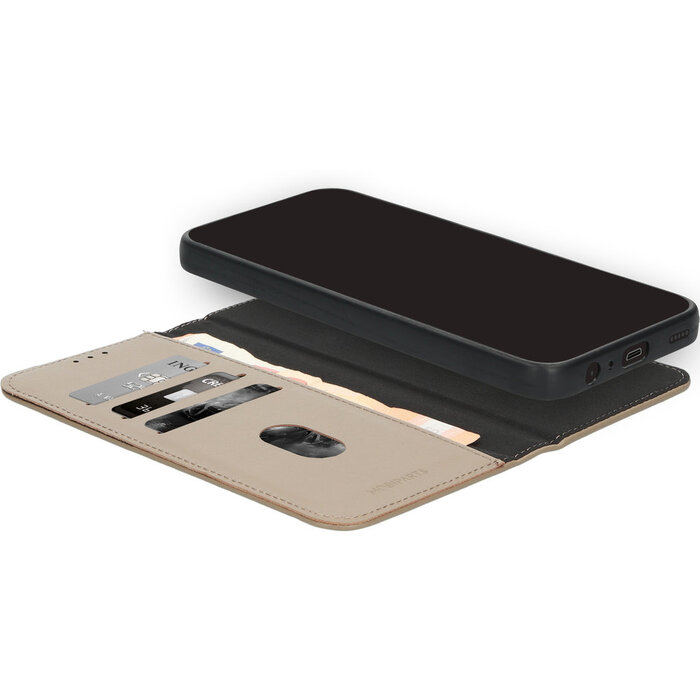 Mobiparts Mobiparts 2-in-1 Lederen Wallet Case voor iPhone 16 - Taupe