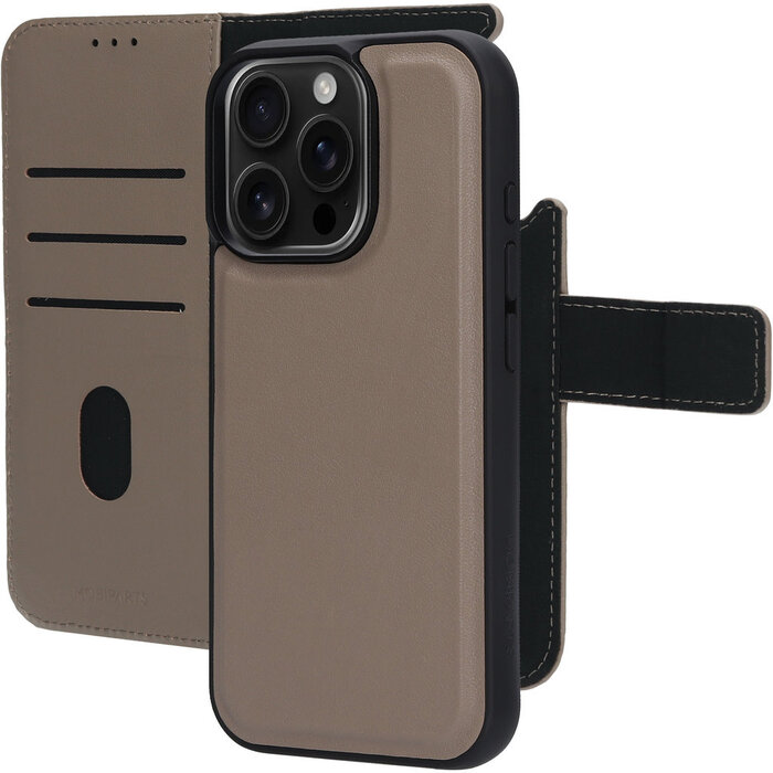 Mobiparts Mobiparts 2-in-1 Lederen Wallet Case voor iPhone 16 Pro - Taupe