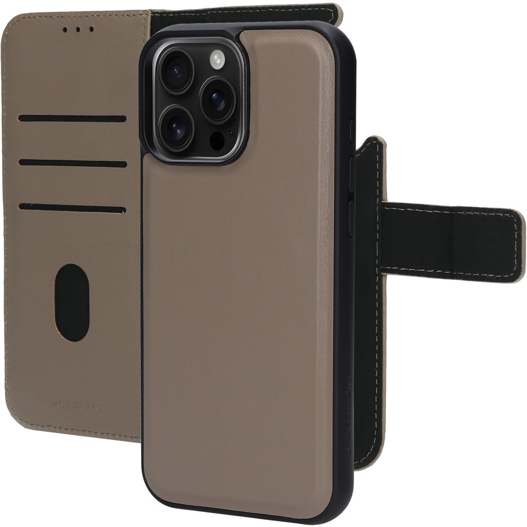Mobiparts Mobiparts 2-in-1 Lederen Wallet Case voor iPhone 16 Pro Max - Taupe