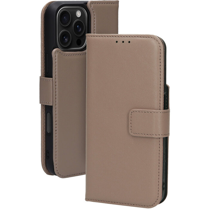Mobiparts Mobiparts 2-in-1 Lederen Wallet Case voor iPhone 16 Pro Max - Taupe