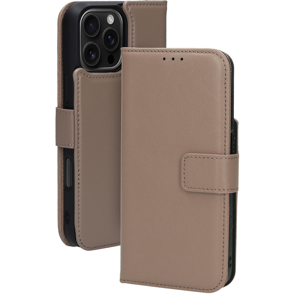Mobiparts Mobiparts 2-in-1 Lederen Wallet Case voor iPhone 16 Pro Max - Taupe