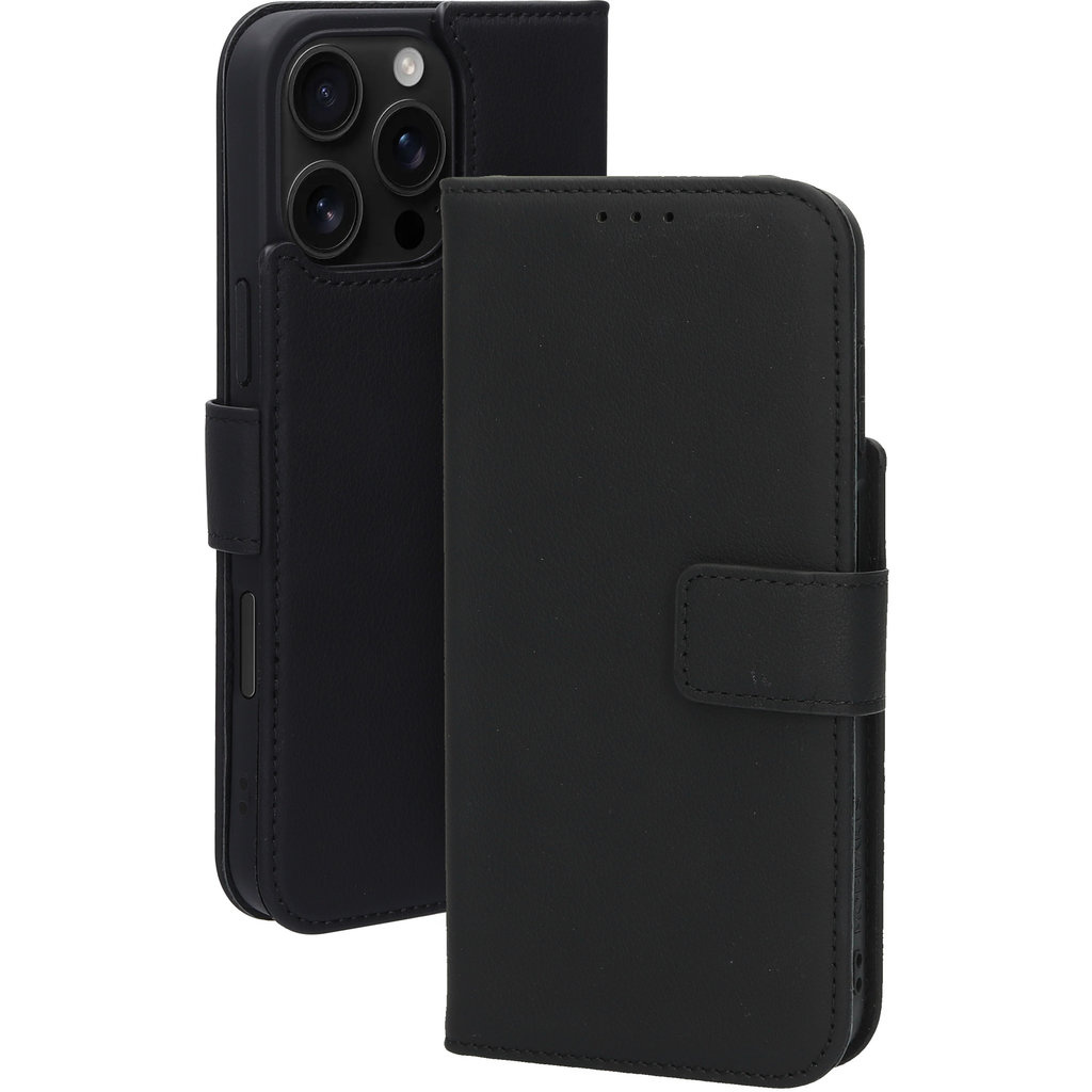 Mobiparts Mobiparts Lederen Wallet Case voor iPhone 16 Pro Max - MagSafe - Zwart