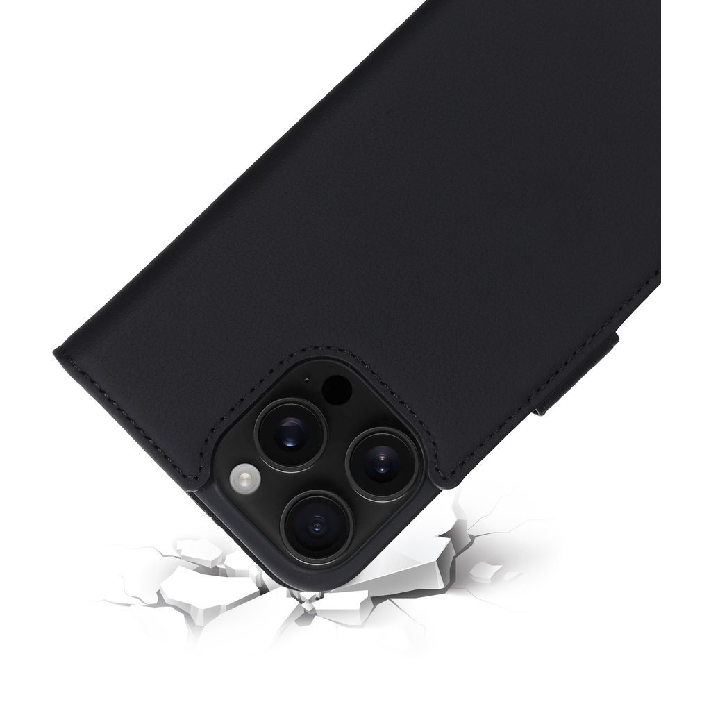 Mobiparts Mobiparts Lederen Wallet Case voor iPhone 16 Pro Max - MagSafe - Zwart