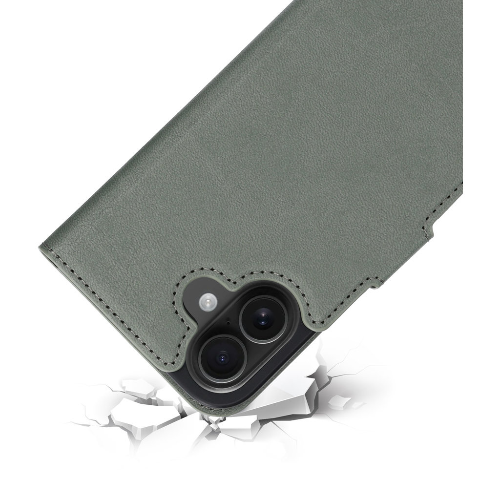 Mobiparts Mobiparts Classic Wallet Case voor iPhone 16 - Stone Green (MagSafe)