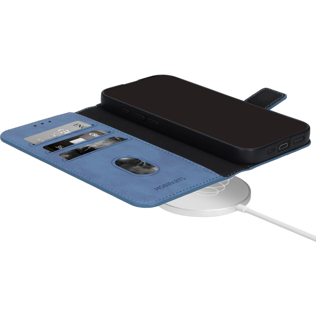 Mobiparts Mobiparts Classic Wallet Case iPhone 16 Pro Max - Steel Blue (MagSafe)