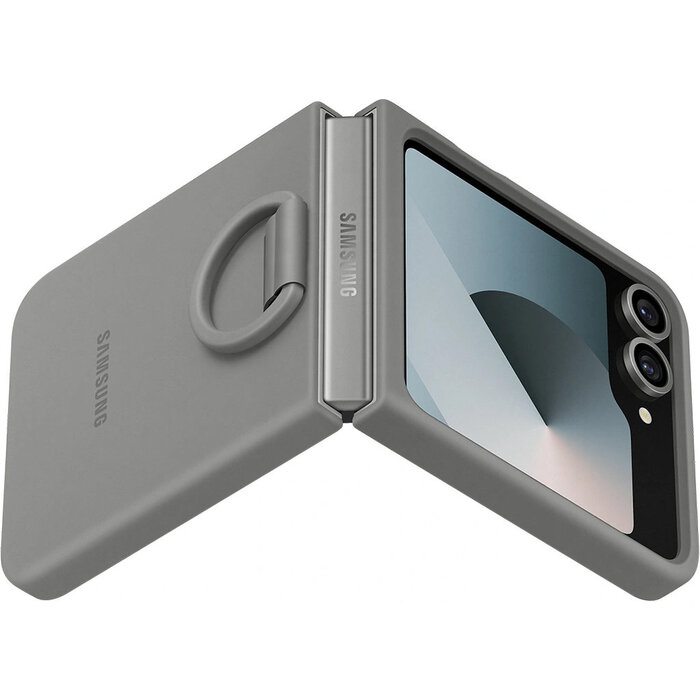 Samsung Origineel Samsung Galaxy Z Flip 6 Siliconen Cover met Ring - Grijs