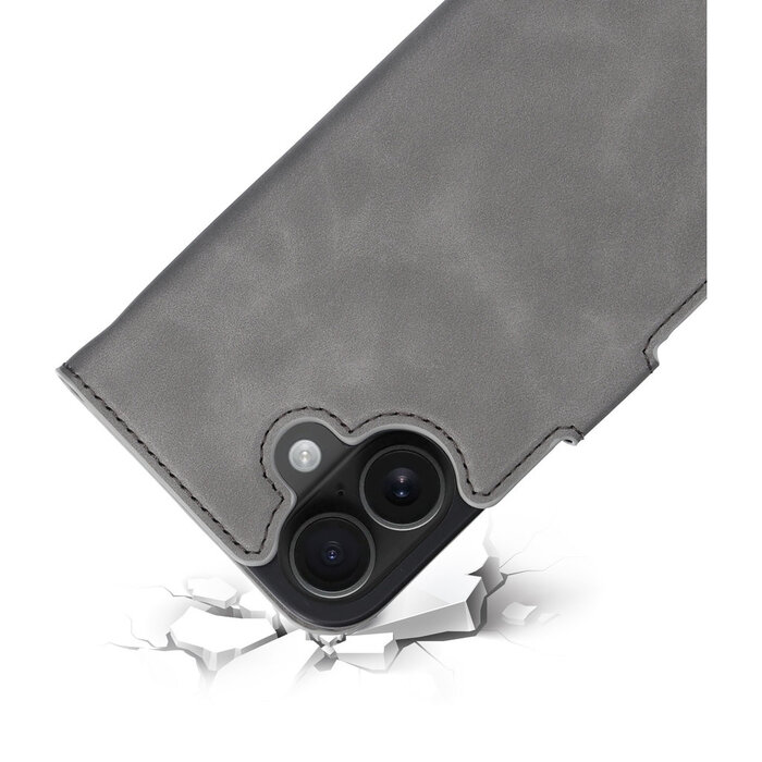 Mobiparts Mobiparts Classic Wallet Case Apple iPhone 16 Granite Grey (MagSafe Compatible)