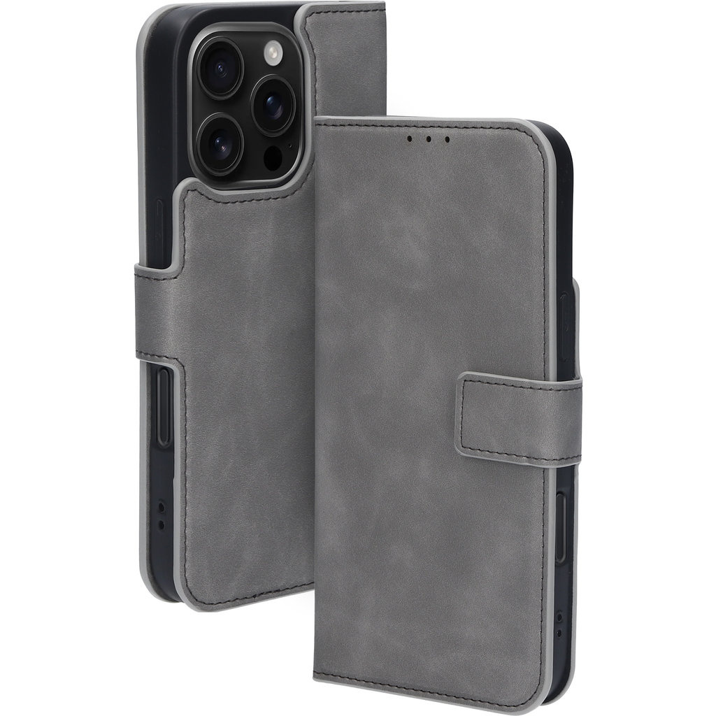 Mobiparts Mobiparts Classic Wallet Case iPhone 16 Pro - MagSafe - Granite Grey