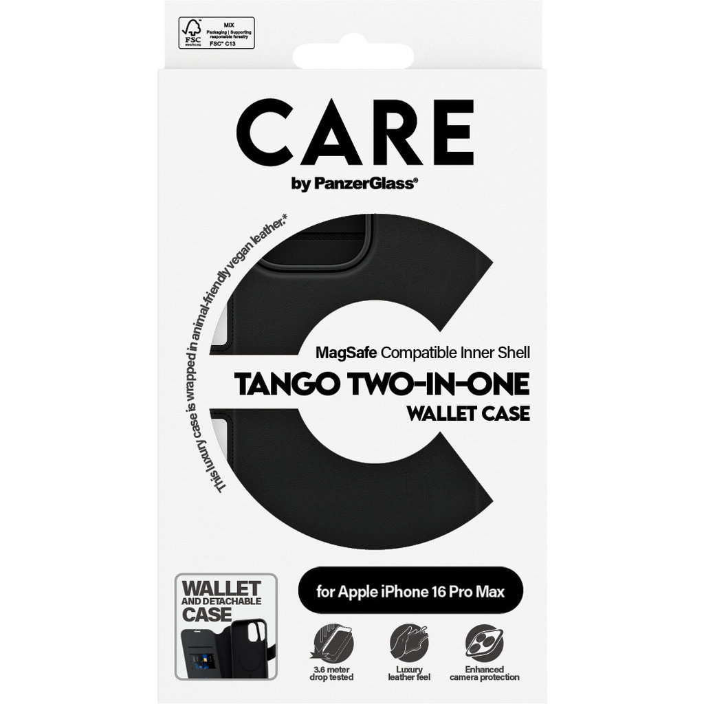 CARE by PanzerGlass CARE by PanzerGlass Feature Case Tango Two-in-One Wallet w. MagSafe iPhone 16 Pro Max, foto 4 van 5