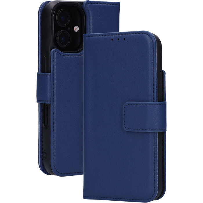 Mobiparts Mobiparts 2-in-1 Lederen Wallet Case voor Apple iPhone 16 - Blauw