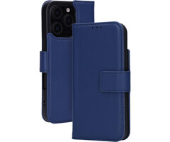 Mobiparts Mobiparts Lederen Wallet Case voor iPhone 16 Pro - Blauw (MagSafe)