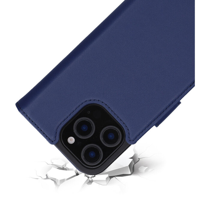 Mobiparts Mobiparts Lederen Wallet Case voor iPhone 16 Pro - Blauw (MagSafe)