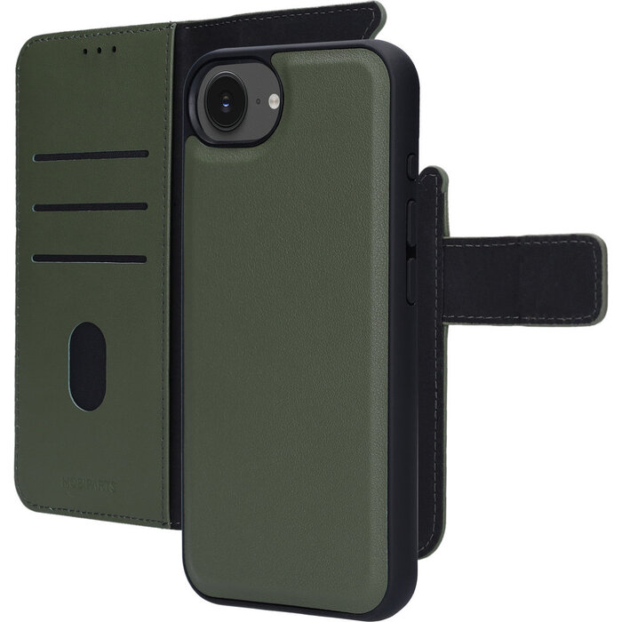 Mobiparts Mobiparts 2-in-1 Lederen Wallet Case voor iPhone 17e / 16e - Groen