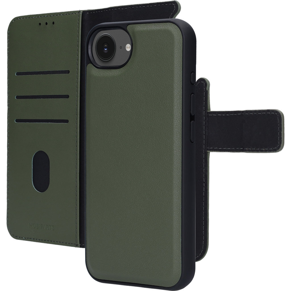Mobiparts Mobiparts 2-in-1 Lederen Wallet Case voor iPhone 17e / 16e - Groen