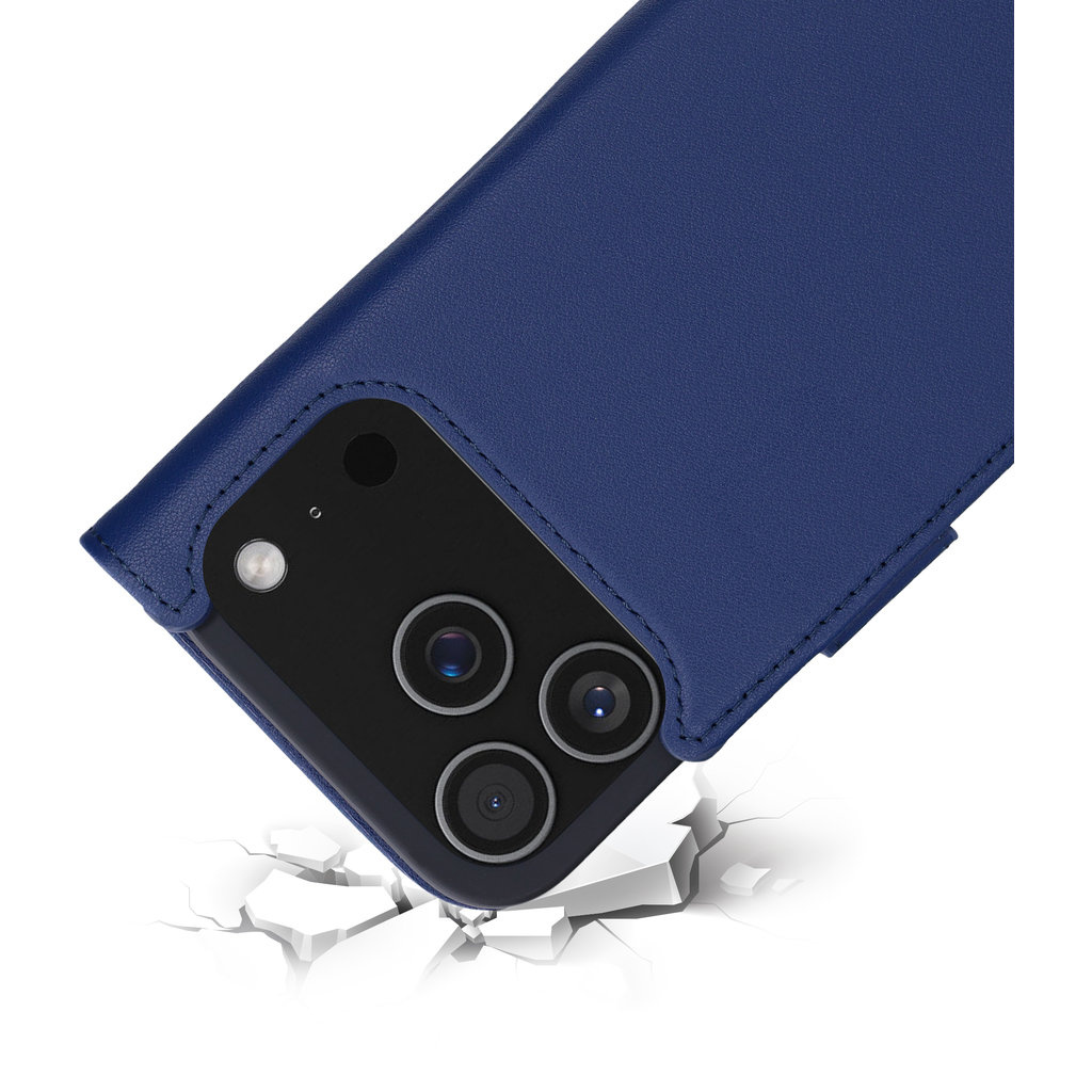 Mobiparts Mobiparts Lederen Wallet Case voor iPhone 17 Pro - Blauw (MagSafe)