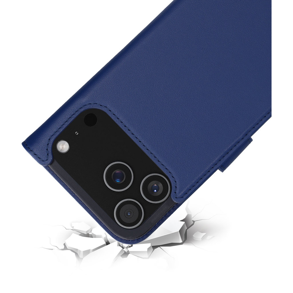 Mobiparts Mobiparts Lederen Wallet Case voor iPhone 17 Pro Max - MagSafe - Blauw