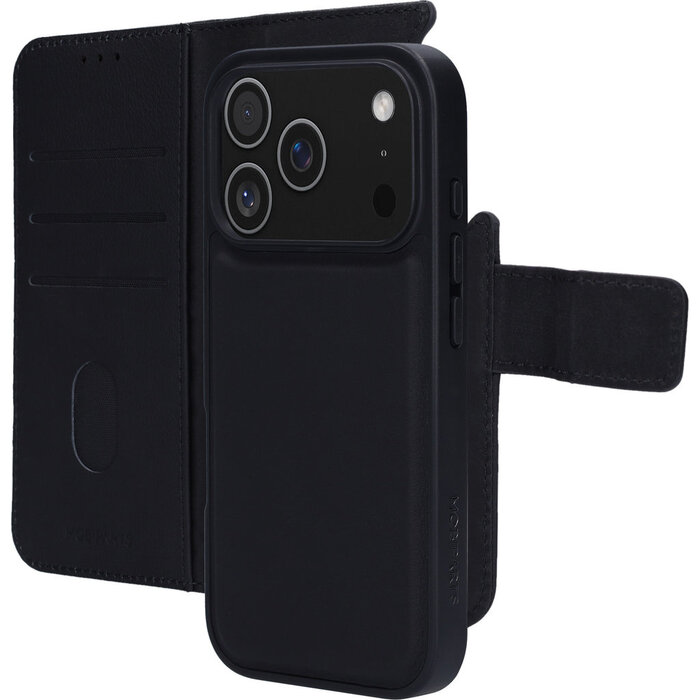 Mobiparts Mobiparts 2-in-1 Lederen Wallet Case voor Apple iPhone 17 Pro - Zwart