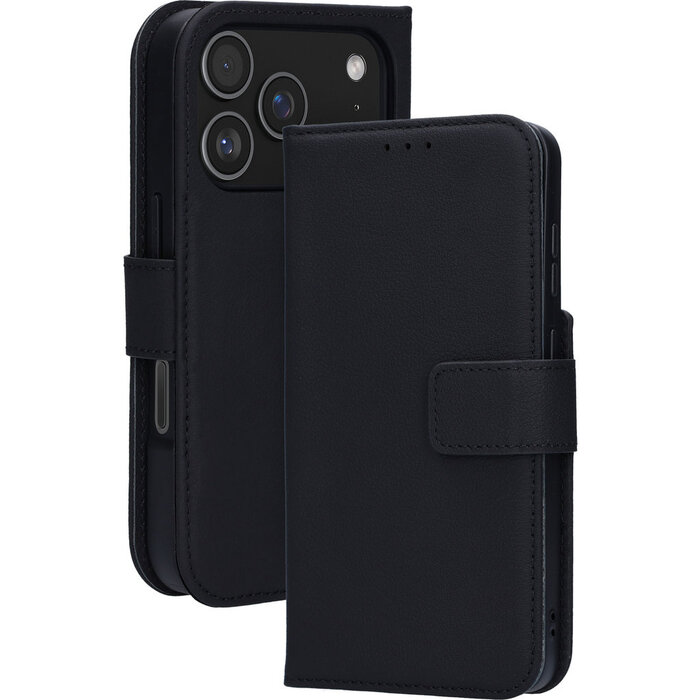Mobiparts Mobiparts 2-in-1 Lederen Wallet Case voor Apple iPhone 17 Pro - Zwart