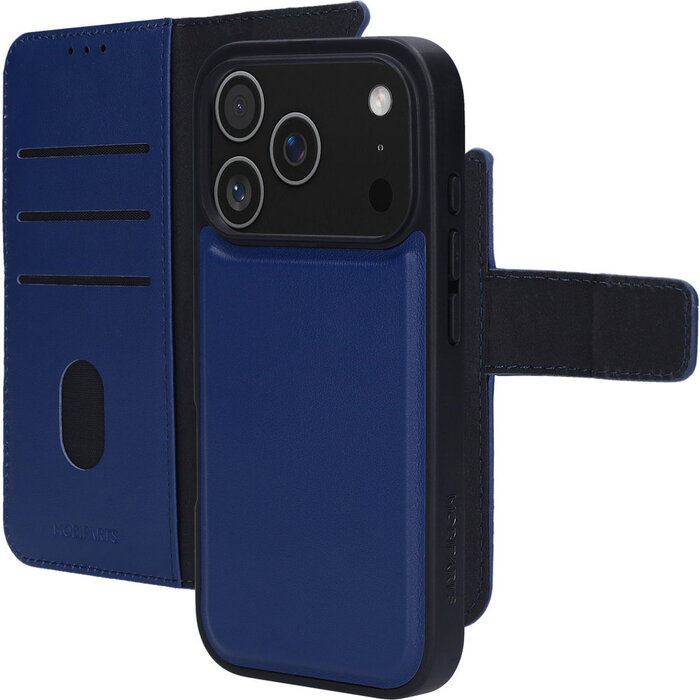Mobiparts Mobiparts 2-in-1 Lederen Wallet Case voor iPhone 17 Pro - Blauw