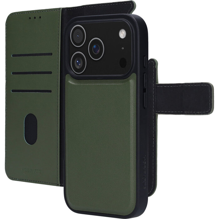 Mobiparts Mobiparts 2-in-1 Leren Wallet Case voor iPhone 17 Pro - Groen