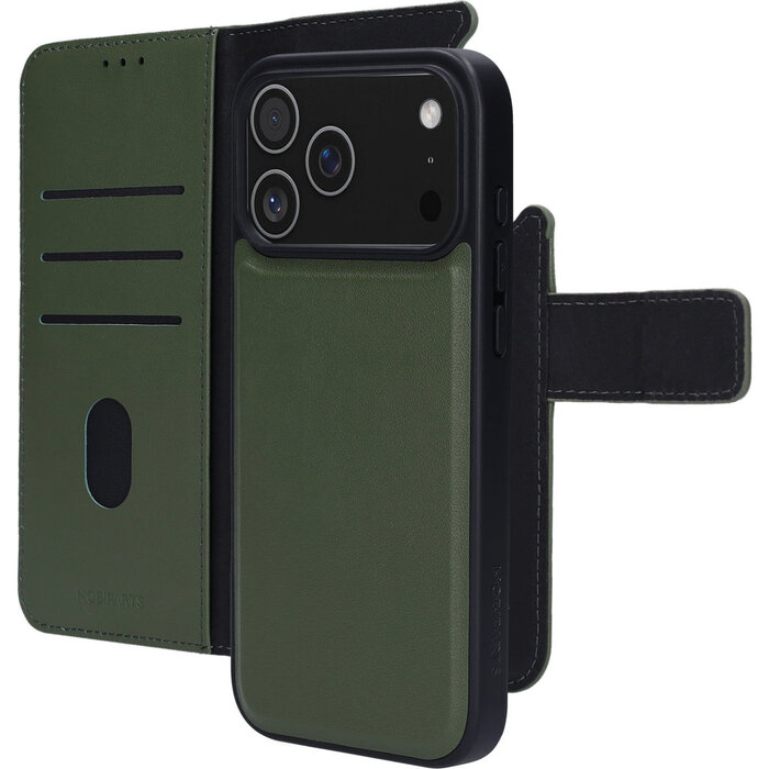 Mobiparts Mobiparts 2-in-1 Leren Wallet Case voor iPhone 17 Pro Max - Groen