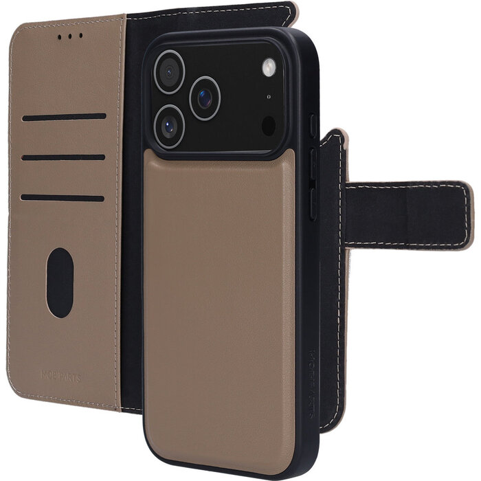 Mobiparts Mobiparts 2-in-1 Lederen Wallet Case voor iPhone 17 Pro Max - Taupe