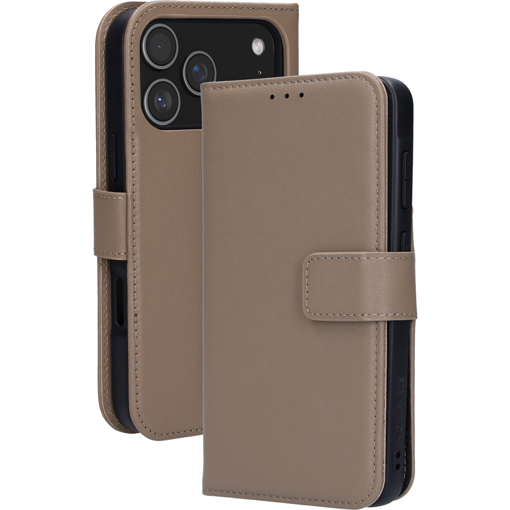 Mobiparts Mobiparts Leather 2 in 1 Wallet Case Apple iPhone 17 Pro Max Taupe