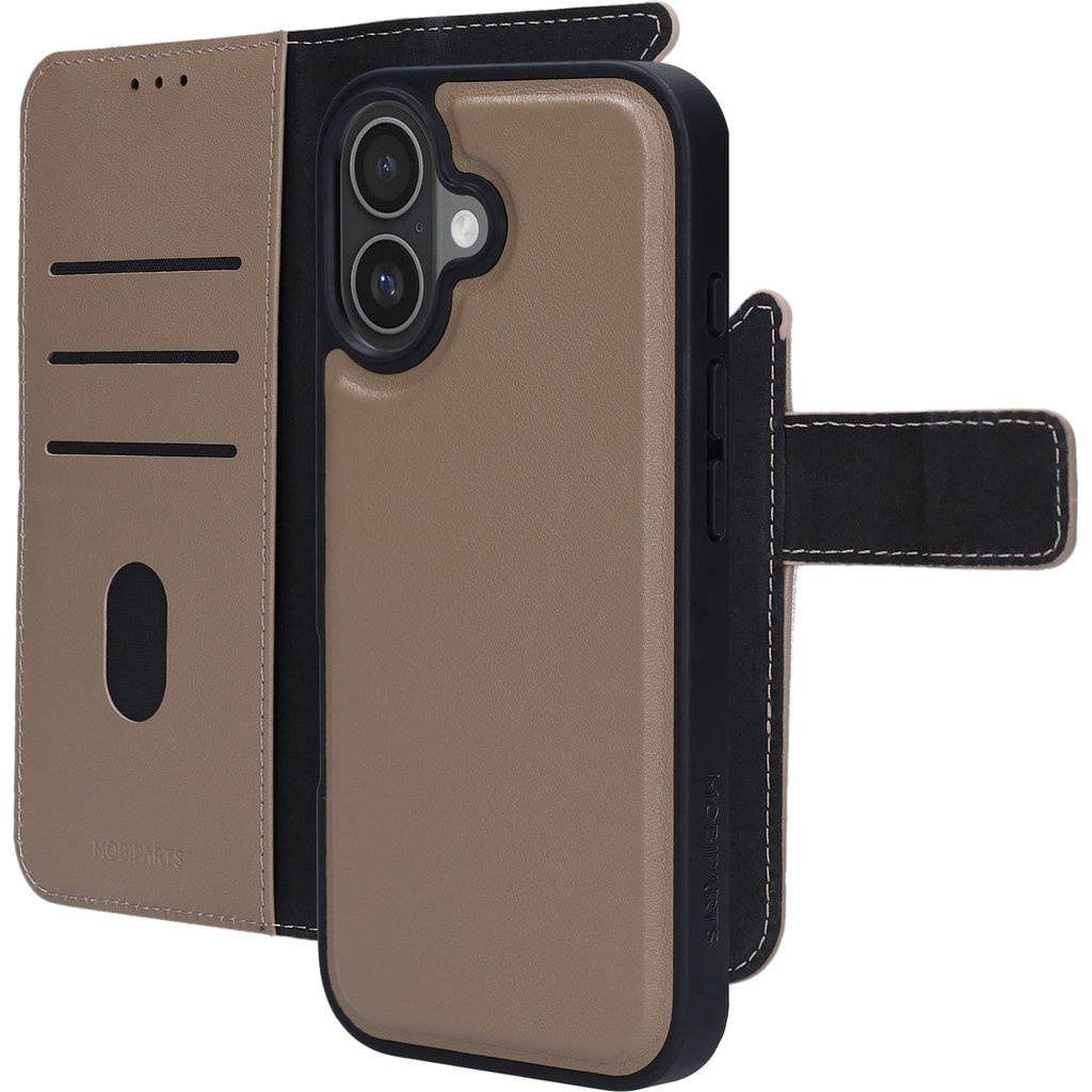 Mobiparts Mobiparts 2-in-1 Lederen Wallet Case voor iPhone 17 - Taupe