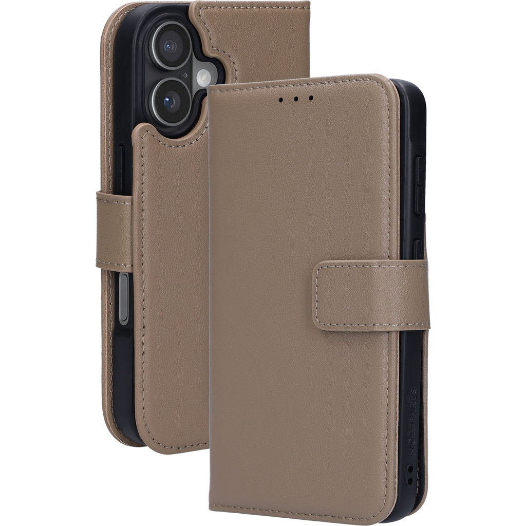 Mobiparts Mobiparts 2-in-1 Lederen Wallet Case voor iPhone 17 - Taupe