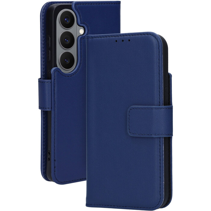 Mobiparts Mobiparts Samsung Galaxy S26 Wallet Case - Echt Leer - Blauw (MagSafe)