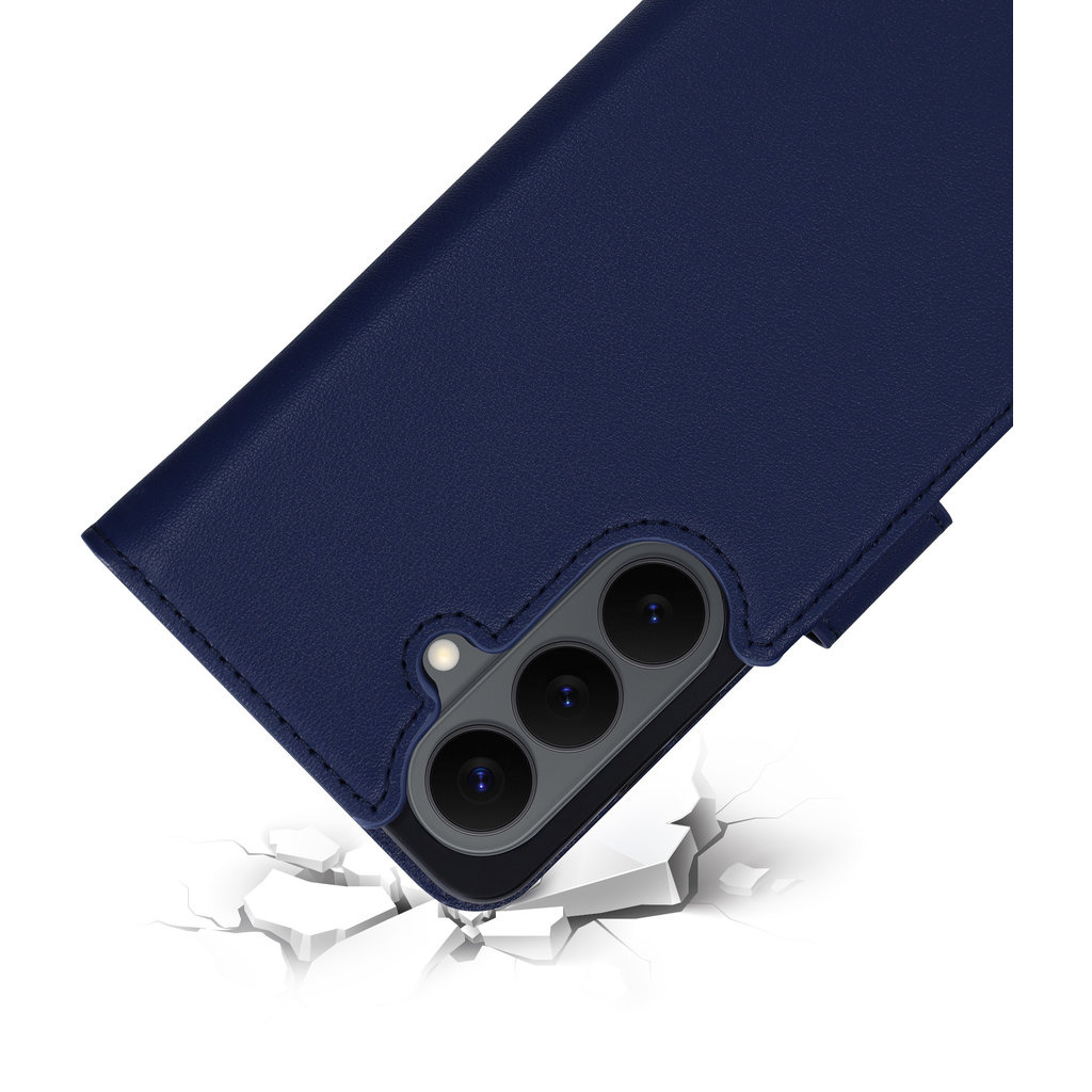 Mobiparts Mobiparts Samsung Galaxy S26 Wallet Case - Echt Leer - Blauw (MagSafe)