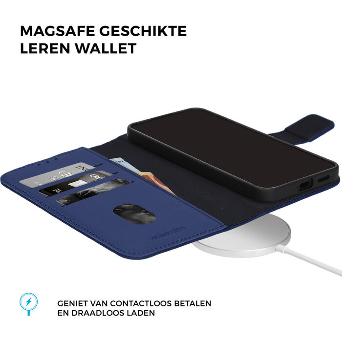 Mobiparts Mobiparts Lederen Wallet Case voor Apple iPhone 17 - MagSafe - Blauw