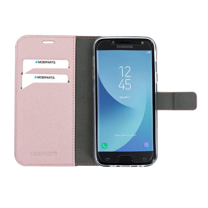 Mobiparts Mobiparts Saffiano Wallet Case voor Samsung Galaxy J5 (2017) - Roze Bookcase met Pasjeshouder